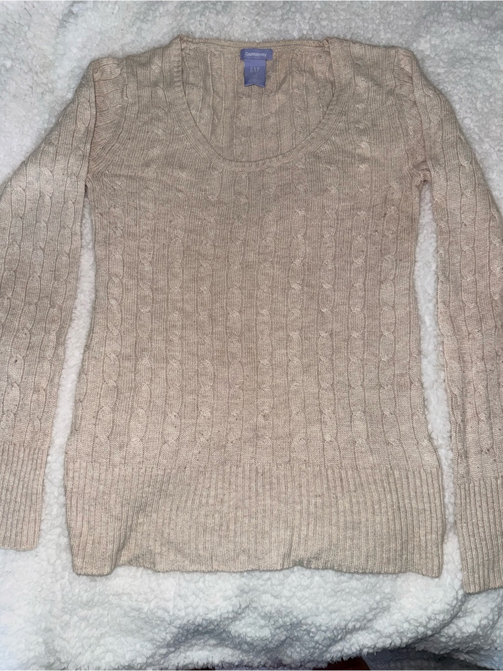 GAP maternity Women's Cable Knit Sweater - Light Beige